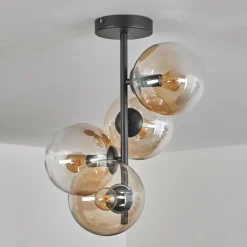 hofstein Plafonnier - Verre 15 cm Gastor Ambre, Clair, 4 lumières