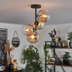 hofstein Plafonnier - Verre 15 cm Gastor Ambre, Clair, 4 lumières