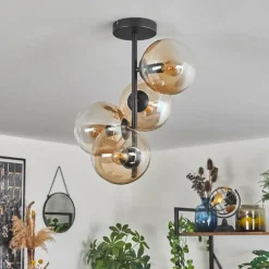 hofstein Plafonnier - Verre 15 cm Gastor Ambre, Clair, 4 lumières