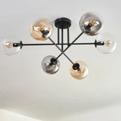 Suspension Verre Fumé-hofstein Plafonnier - Verre 15 cm Gastor Ambre, Clair, Fumé, 6 lumières