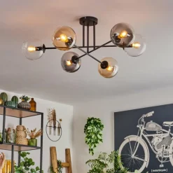 Suspension Verre Fumé-hofstein Plafonnier - Verre 15 cm Gastor Ambre, Clair, Fumé, 6 lumières