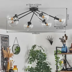 hofstein Plafonnier - Verre 15 cm Gastor Clair, 6 lumières