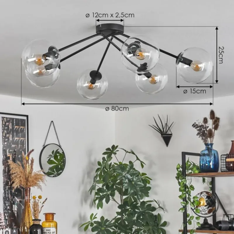 hofstein Plafonnier - Verre 15 cm Gastor Clair, 6 lumières