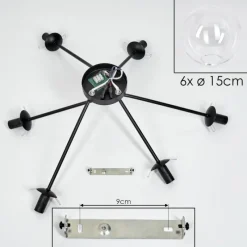 hofstein Plafonnier - Verre 15 cm Gastor Clair, 6 lumières