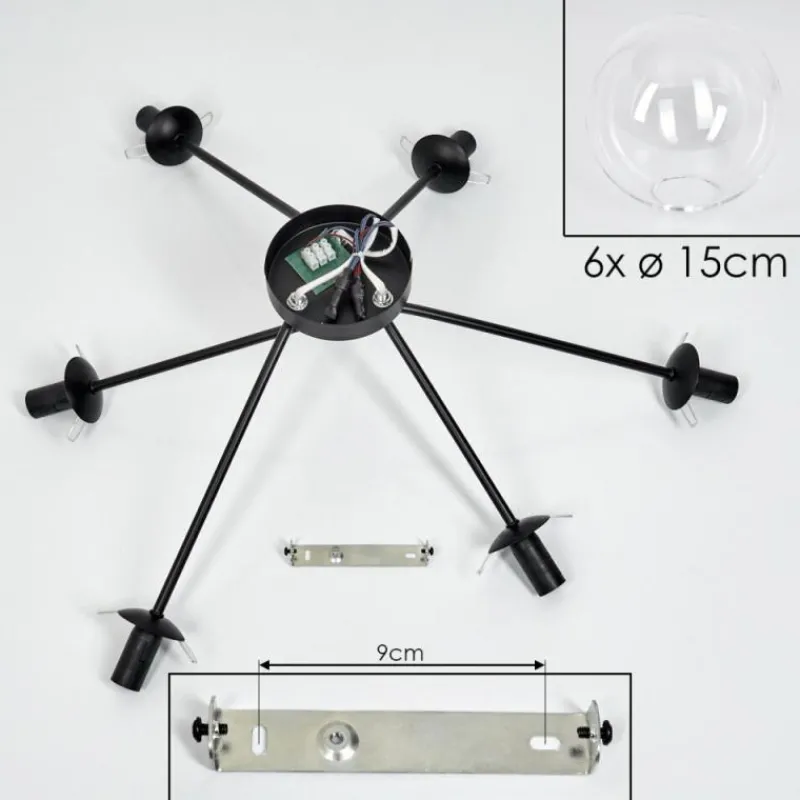 hofstein Plafonnier - Verre 15 cm Gastor Clair, 6 lumières