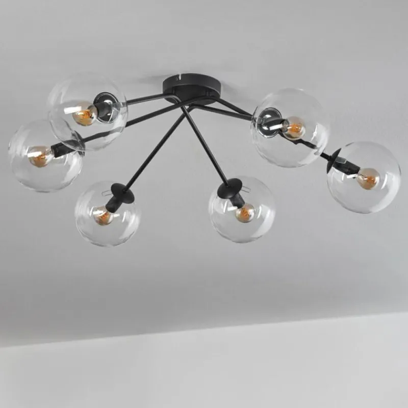 hofstein Plafonnier - Verre 15 cm Gastor Clair, 6 lumières