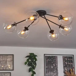 hofstein Plafonnier - Verre 15 cm Gastor Clair, 6 lumières