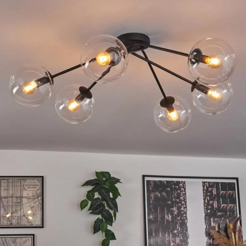 hofstein Plafonnier - Verre 15 cm Gastor Clair, 6 lumières