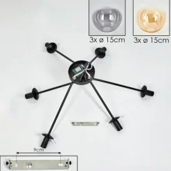 hofstein Plafonnier - Verre 15 cm Gastor Ambre, Clair, Fumé, 6 lumières