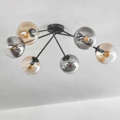 hofstein Plafonnier - Verre 15 cm Gastor Ambre, Clair, Fumé, 6 lumières