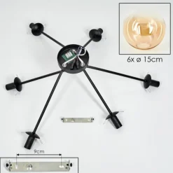 hofstein Plafonnier - Verre 15 cm Gastor Ambre, Clair, 6 lumières