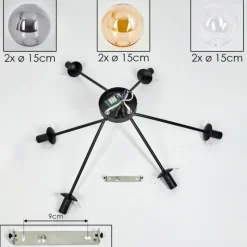 hofstein Plafonnier - Verre 15 cm Gastor Ambre, Clair, Fumé, 6 lumières