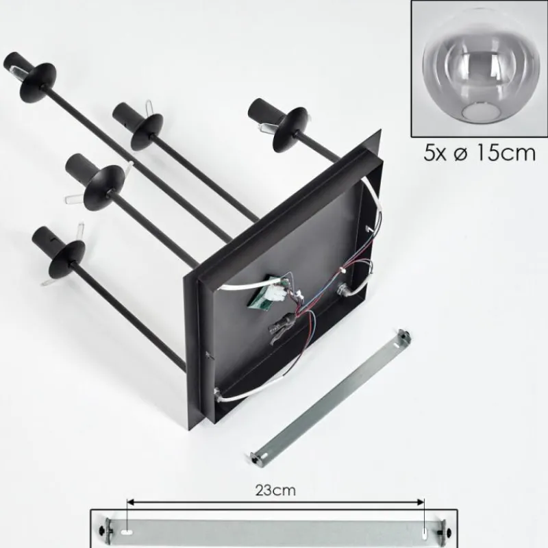 hofstein Plafonnier - Verre 15 cm Gastor Clair, Fumé, 5 lumières