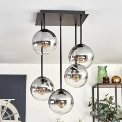 hofstein Plafonnier - Verre 15 cm Gastor Clair, Fumé, 5 lumières