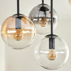 hofstein Plafonnier - Verre 15 cm Gastor Ambre, Clair, Fumé, 5 lumières