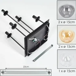 hofstein Plafonnier - Verre 15 cm Gastor Ambre, Clair, Fumé, 5 lumières