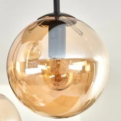 hofstein Plafonnier - Verre 15 cm Gastor Ambre, 5 lumières