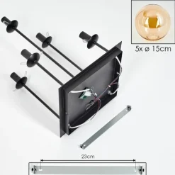 hofstein Plafonnier - Verre 15 cm Gastor Ambre, 5 lumières