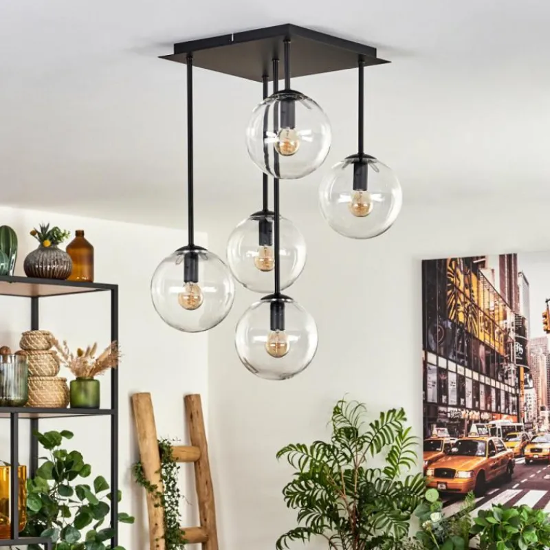 hofstein Plafonnier - Verre 15 cm Gastor Clair, 5 lumières