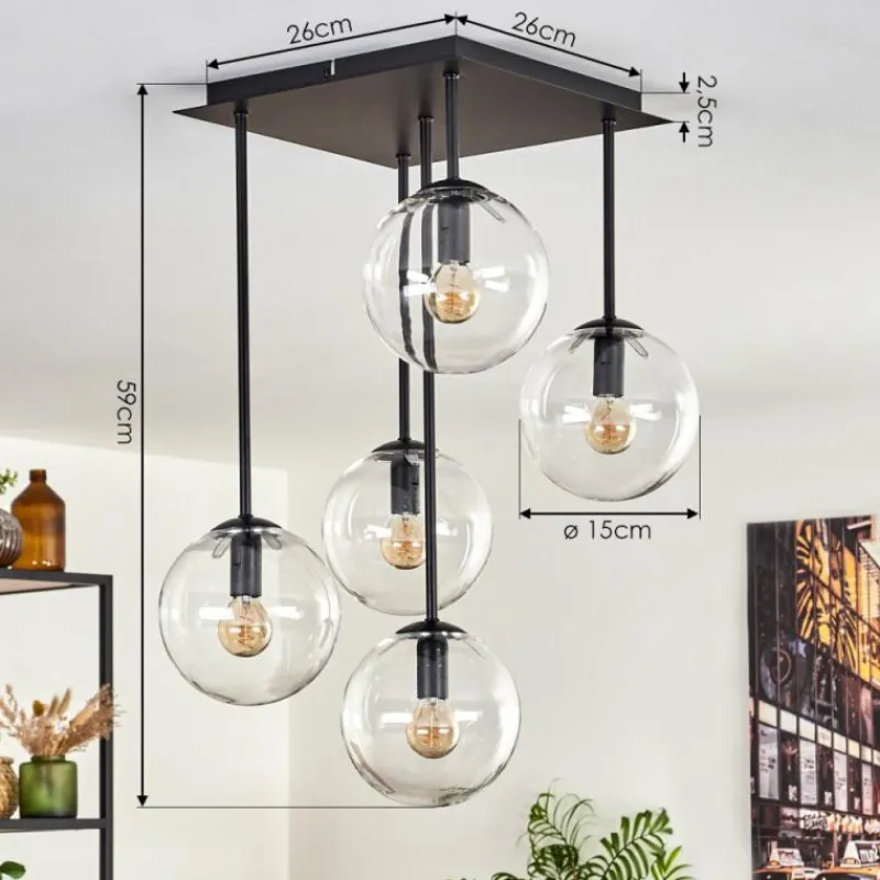 hofstein Plafonnier - Verre 15 cm Gastor Clair, 5 lumières