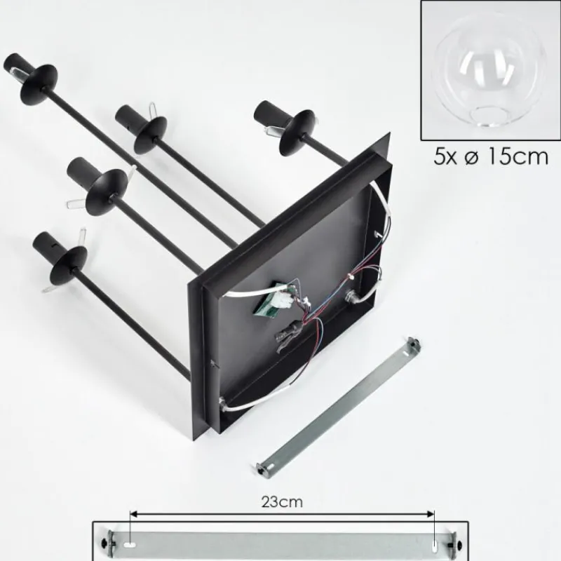 hofstein Plafonnier - Verre 15 cm Gastor Clair, 5 lumières