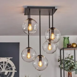 hofstein Plafonnier - Verre 15 cm Gastor Clair, 5 lumières