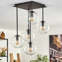 hofstein Plafonnier - Verre 15 cm Gastor Clair, 5 lumières