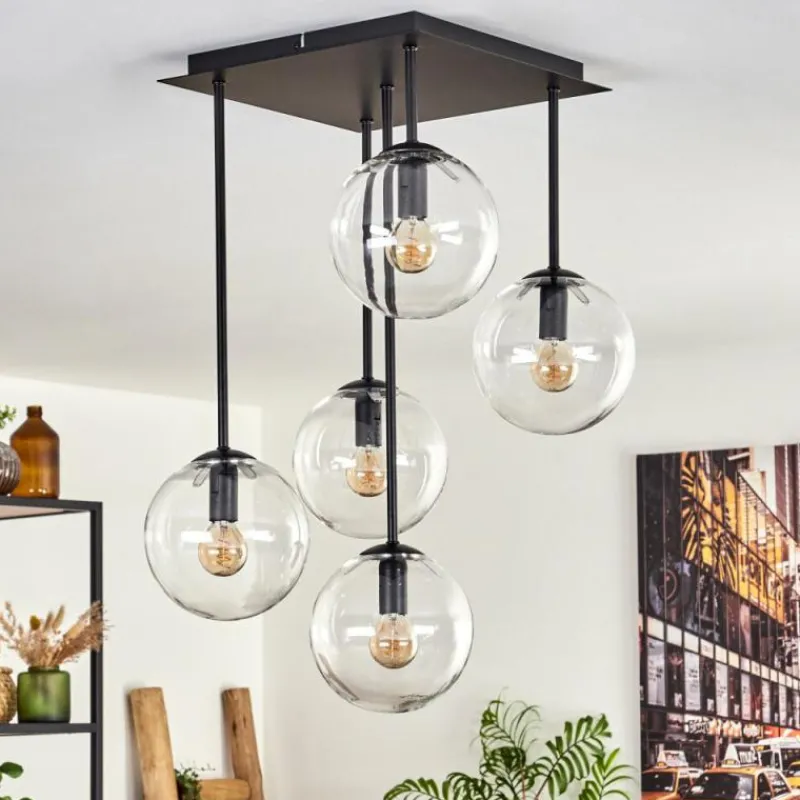 hofstein Plafonnier - Verre 15 cm Gastor Clair, 5 lumières