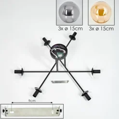 hofstein Plafonnier - Verre 15 cm Gastor Ambre, Fumé, 6 lumières