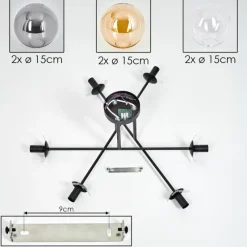 hofstein Plafonnier - Verre 15 cm Gastor Ambre, Clair, Fumé, 6 lumières