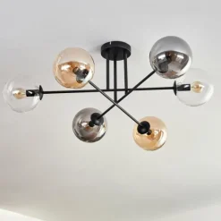 hofstein Plafonnier - Verre 15 cm Gastor Ambre, Clair, Fumé, 6 lumières