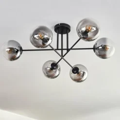 hofstein Plafonnier - Verre 15 cm Gastor Clair, Fumé, 6 lumières