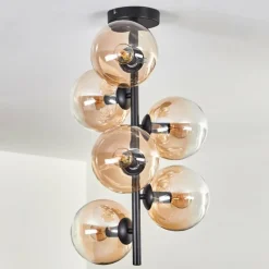 hofstein Plafonnier - Verre 15 cm Gastor Ambre, Clair, 6 lumières