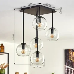 hofstein Plafonnier - Verre 15 cm Koyoto Clair, 5 lumières