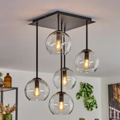 hofstein Plafonnier - Verre 15 cm Koyoto Clair, 5 lumières