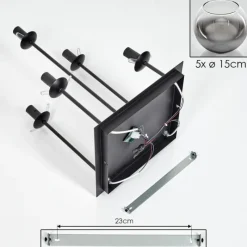 hofstein Plafonnier - Verre 15 cm Koyoto Clair, Fumé, 5 lumières