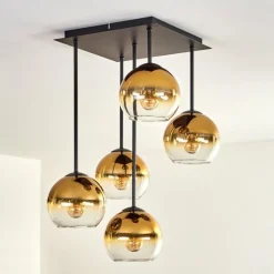 hofstein Plafonnier - Verre 15 cm Koyoto Or, Clair, 5 lumières