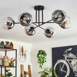 hofstein Plafonnier - Verre 15 cm Koyoto Chrome, Clair, 6 lumières