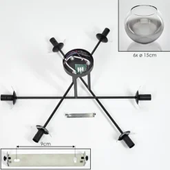 hofstein Plafonnier - Verre 15 cm Koyoto Chrome, Clair, 6 lumières