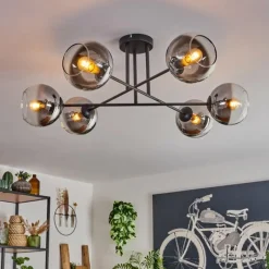 hofstein Plafonnier - Verre 15 cm Koyoto Chrome, Clair, 6 lumières