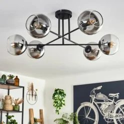 hofstein Plafonnier - Verre 15 cm Koyoto Chrome, Clair, 6 lumières