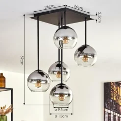 hofstein Plafonnier - Verre 15 cm Koyoto Chrome, Clair, 5 lumières