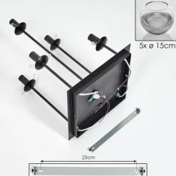 hofstein Plafonnier - Verre 15 cm Koyoto Chrome, Clair, 5 lumières