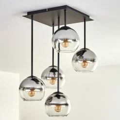 hofstein Plafonnier - Verre 15 cm Koyoto Chrome, Clair, 5 lumières