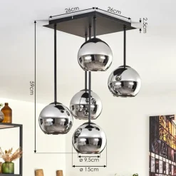 hofstein Plafonnier - Verre 15 cm Koyoto Chrome, 5 lumières