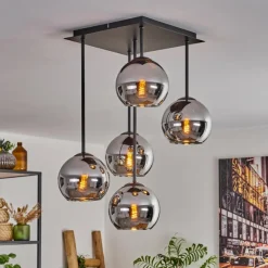 hofstein Plafonnier - Verre 15 cm Koyoto Chrome, 5 lumières