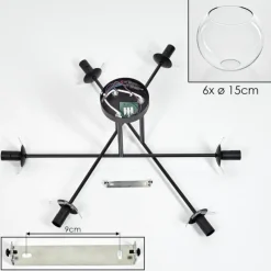 hofstein Plafonnier - Verre 15 cm Koyoto Clair, 6 lumières