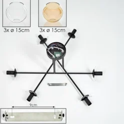 hofstein Plafonnier - Verre 15 cm Koyoto Ambre, Clair, 6 lumières