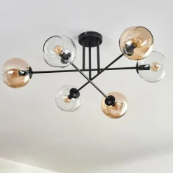 hofstein Plafonnier - Verre 15 cm Koyoto Ambre, Clair, 6 lumières