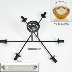 hofstein Plafonnier - Verre 15 cm Koyoto Or, Clair, 6 lumières